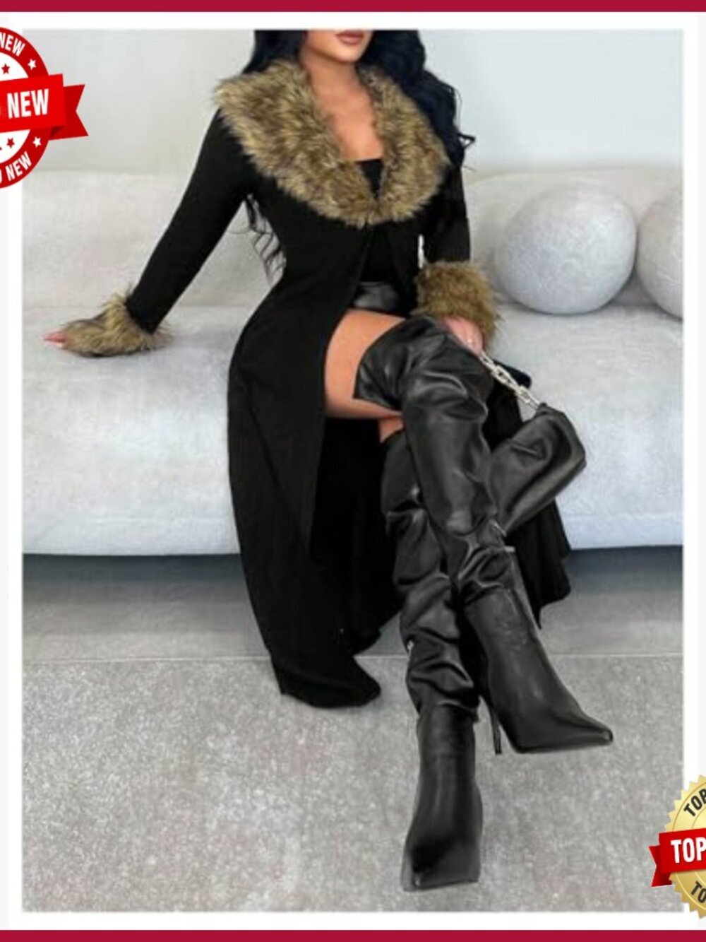 Open Front Long Cardigan Sweater Fuzzy Fall Winter Outerwear Coat - Picture 5 of 7